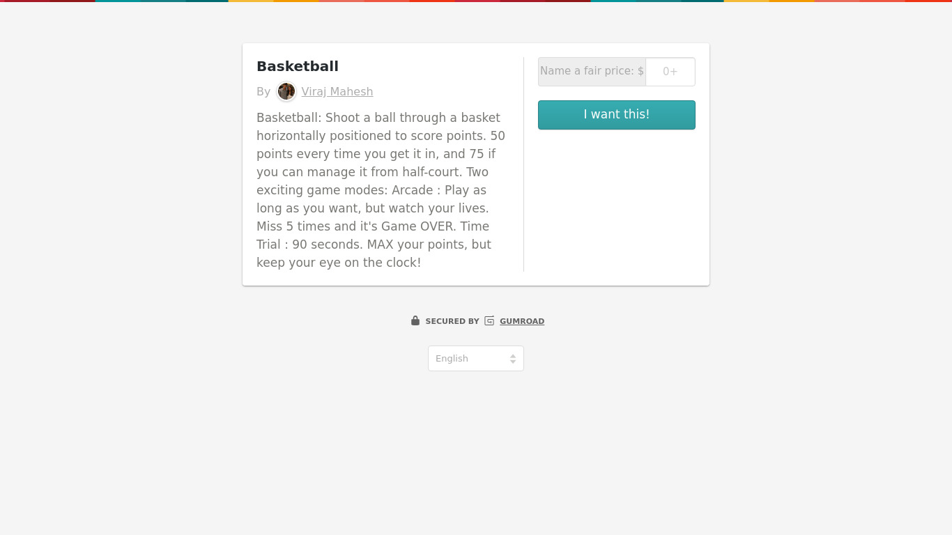 gumroad.com Basketball Landing page
