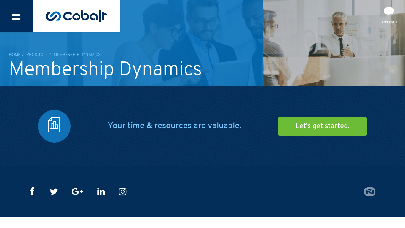 Cobalt Membership Dynamics Landing page