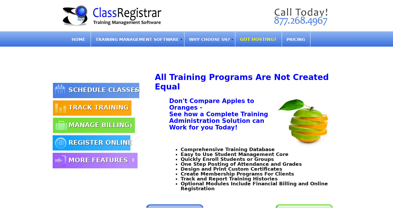 Class Registrar Landing page