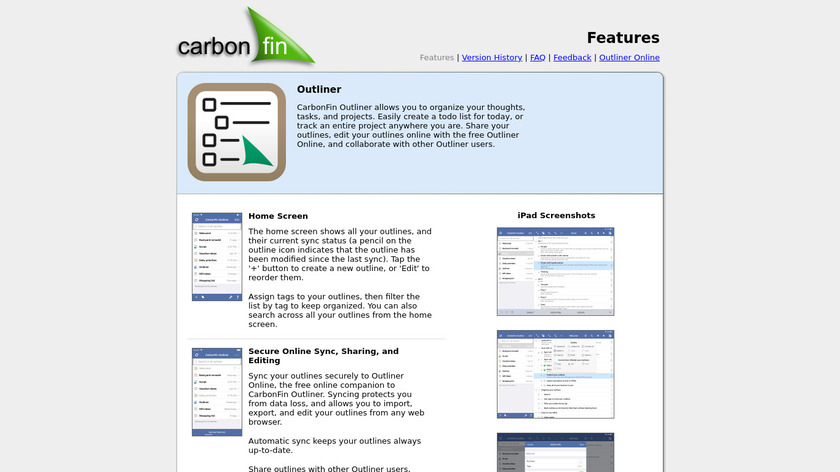 CarbonFin Outliner Landing Page