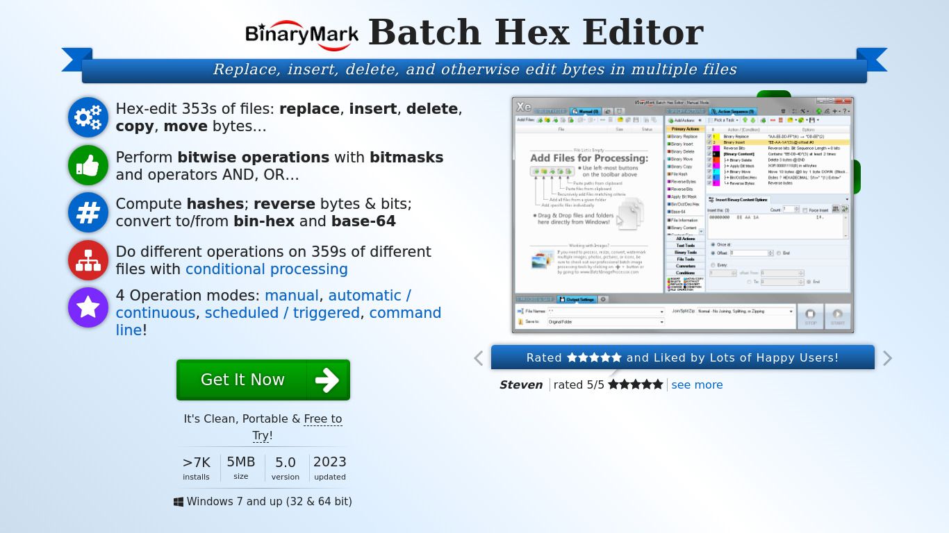 Batch Hex Editor Landing page
