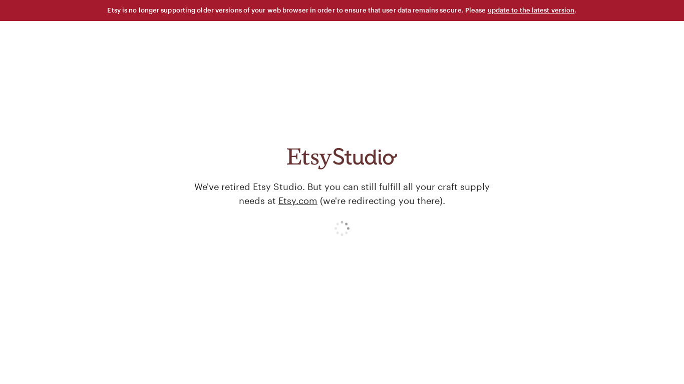 Etsy Studio Landing page