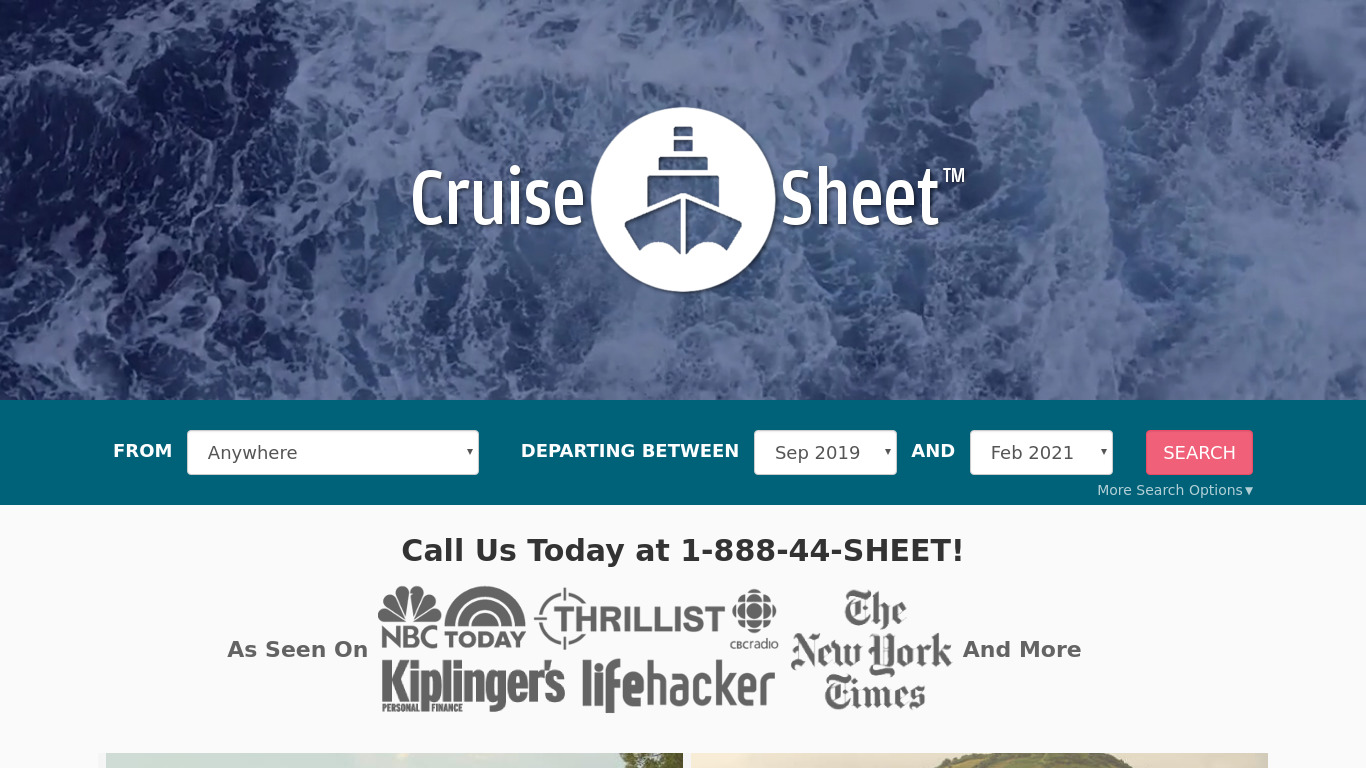 CruiseSheet Landing page