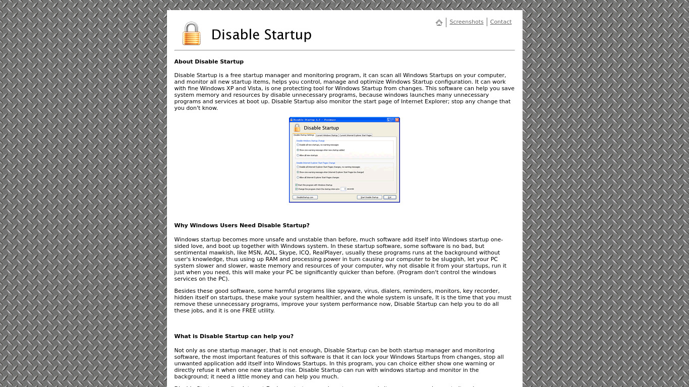 Disable Startup Landing page
