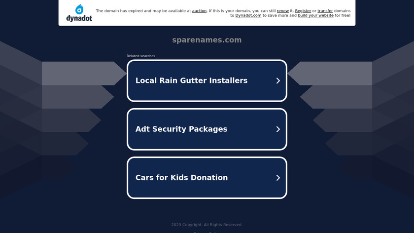 SpareNames Landing Page