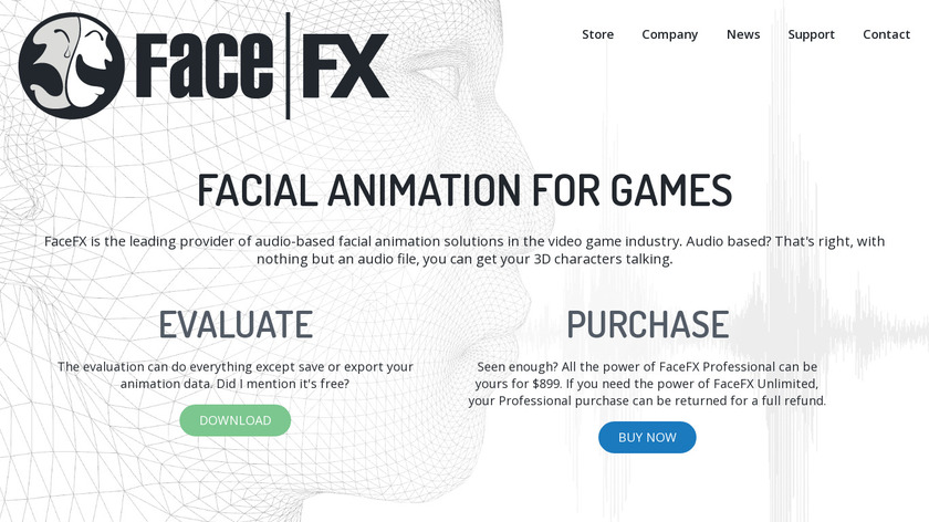 FaceFX Landing Page