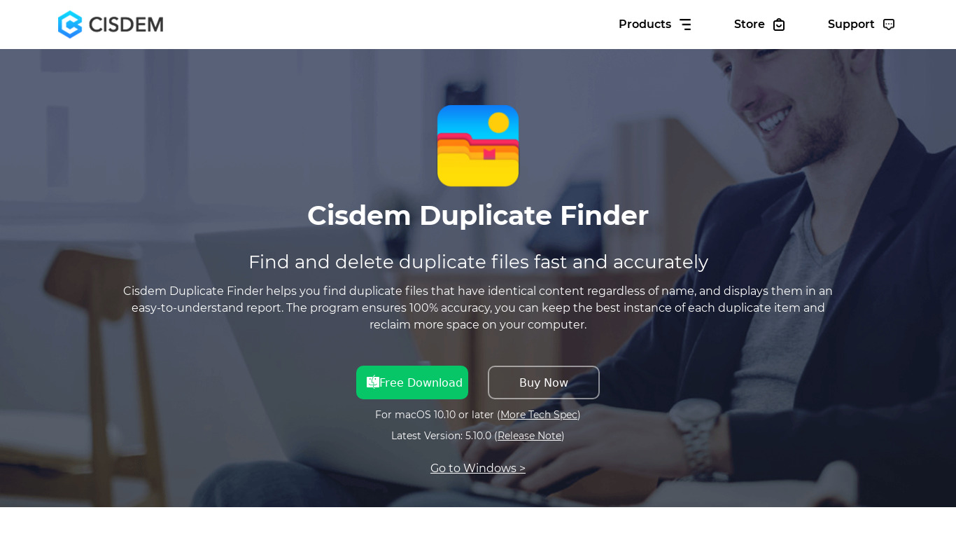 Cisdem DuplicateFinder Landing page
