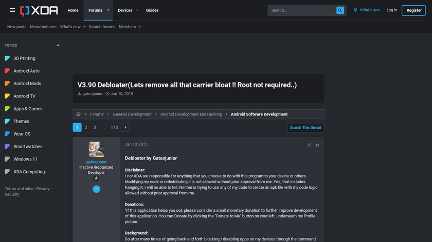 Debloater Landing Page