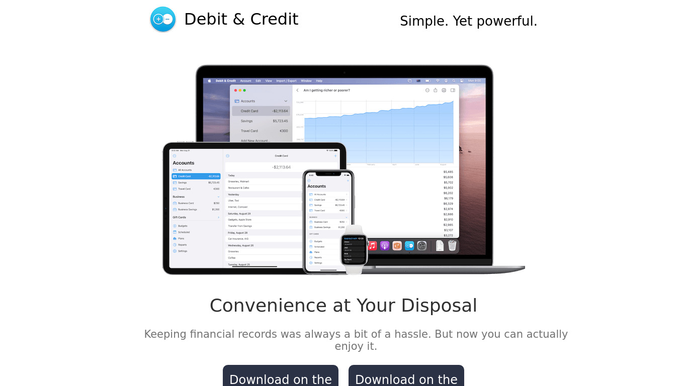Debit & Credit Landing page