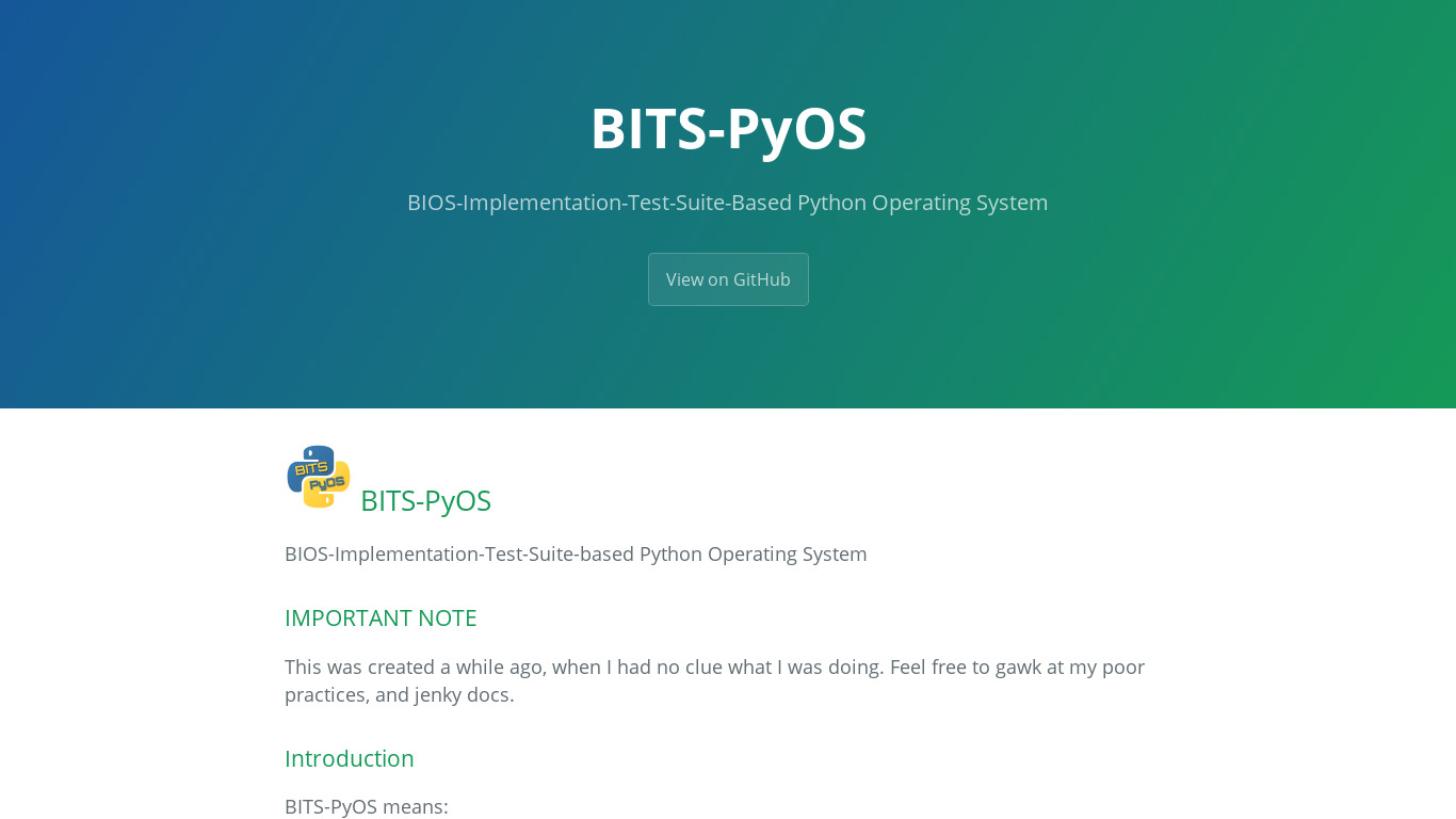 BITS-PyOS Landing page
