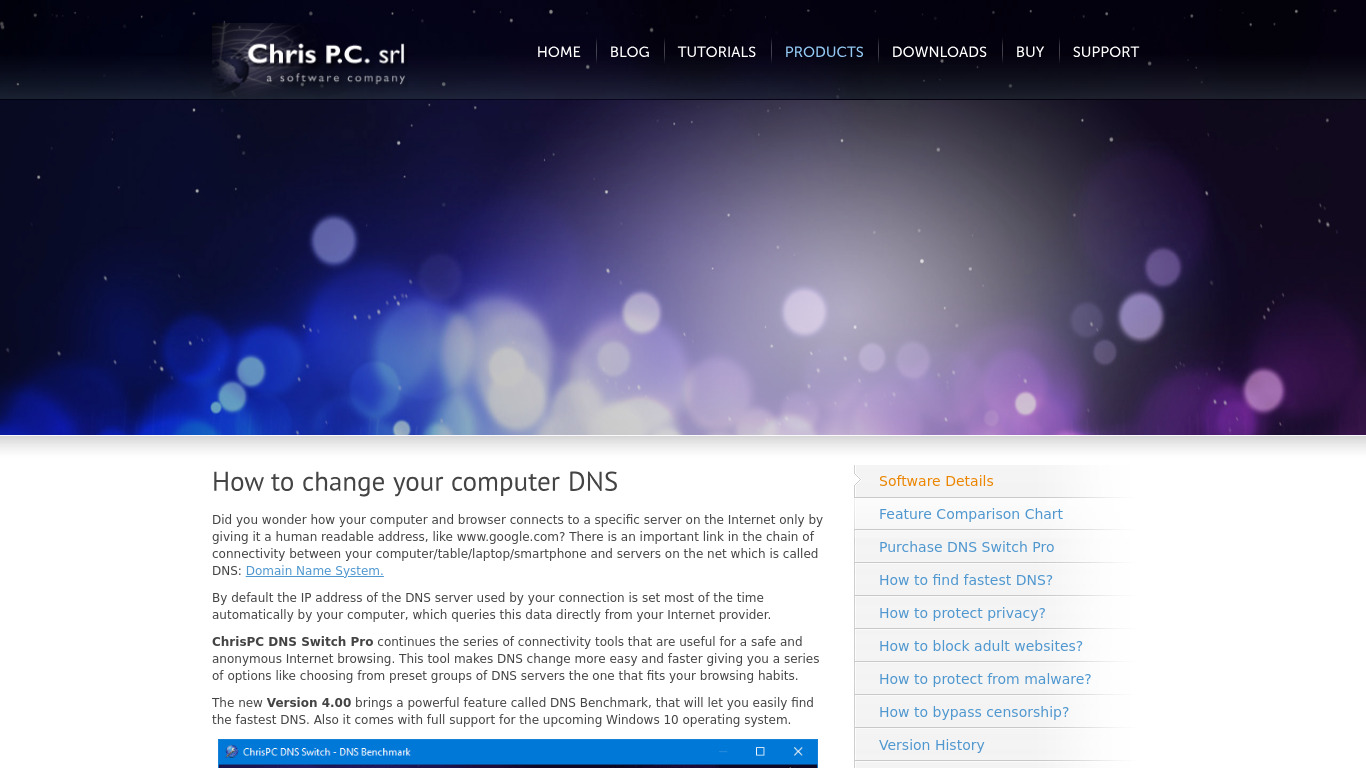 ChrisPC DNS Switch Landing page