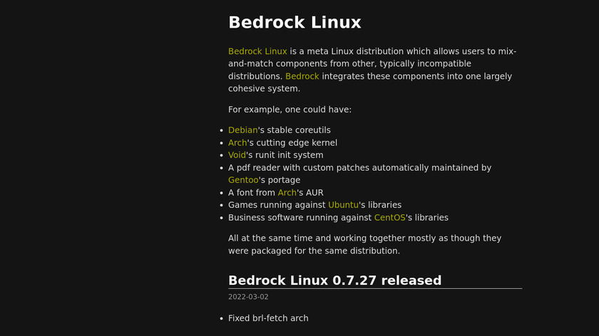 Bedrock Linux Landing Page