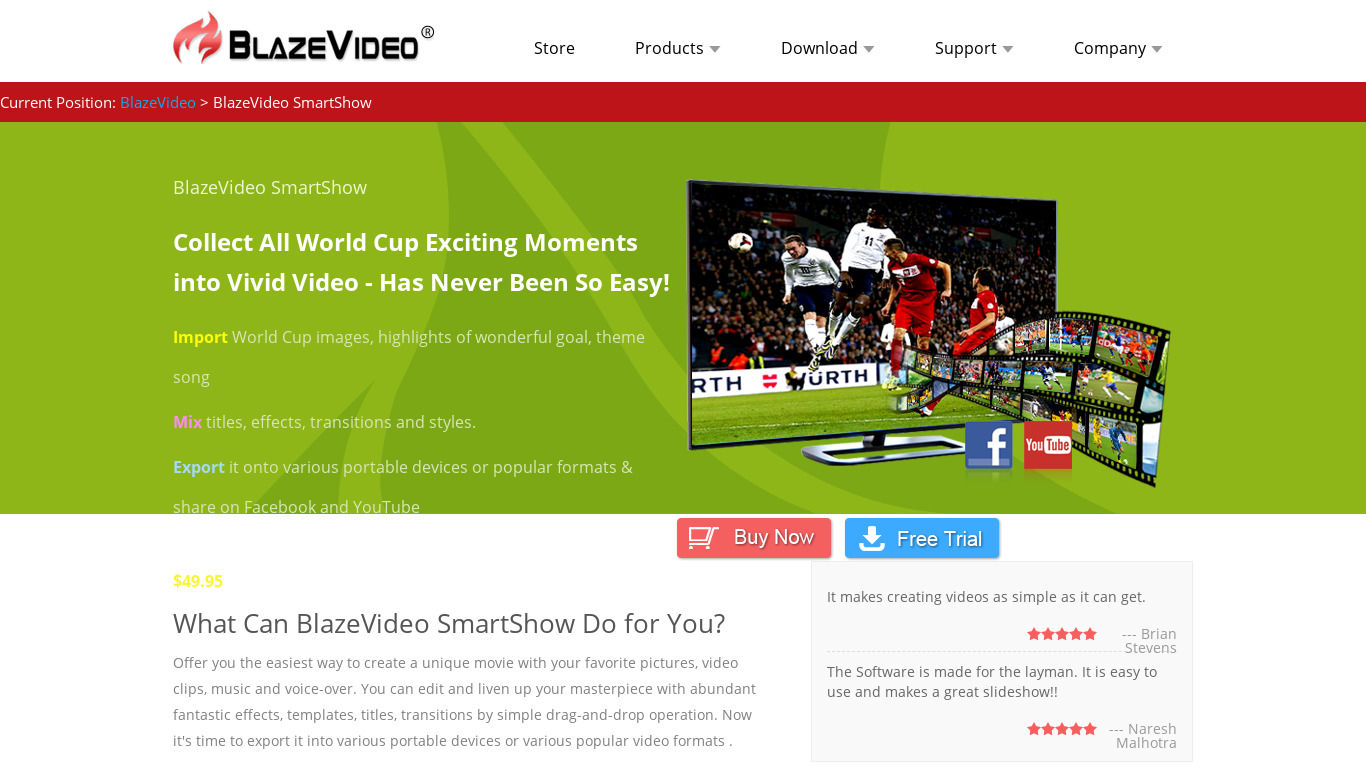 BlazeVideo SmartShow Landing page