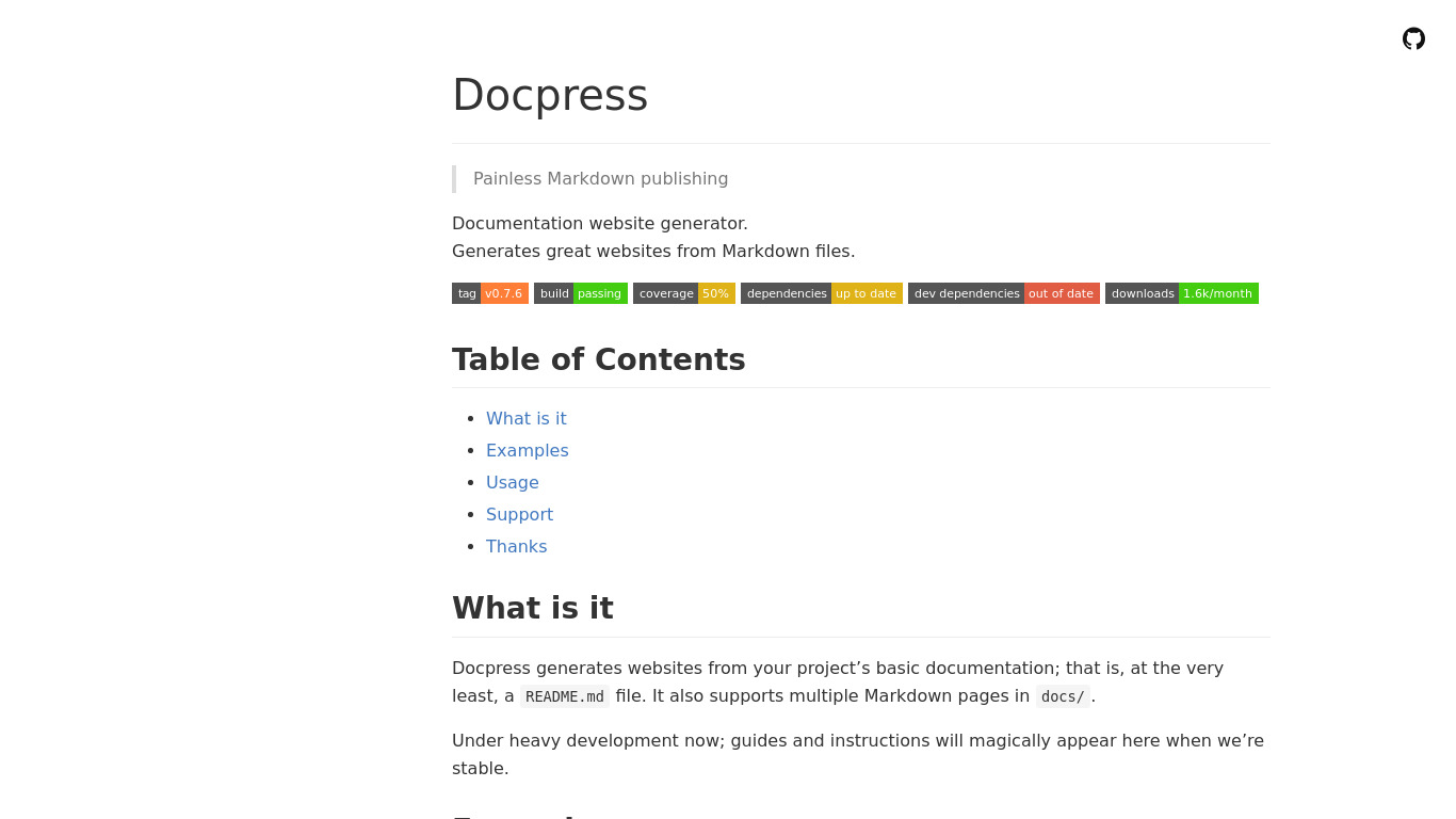 Docpress Landing page