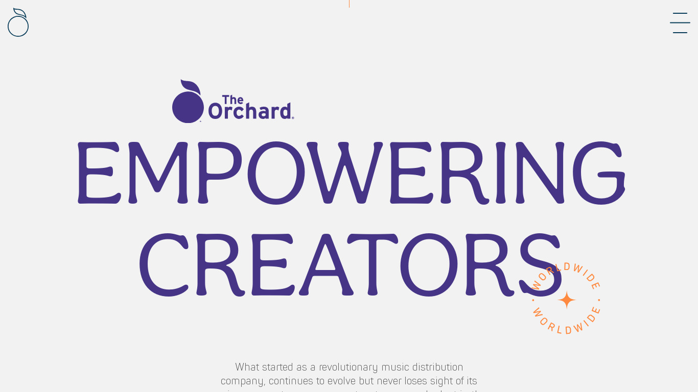 The Orchard Landing page