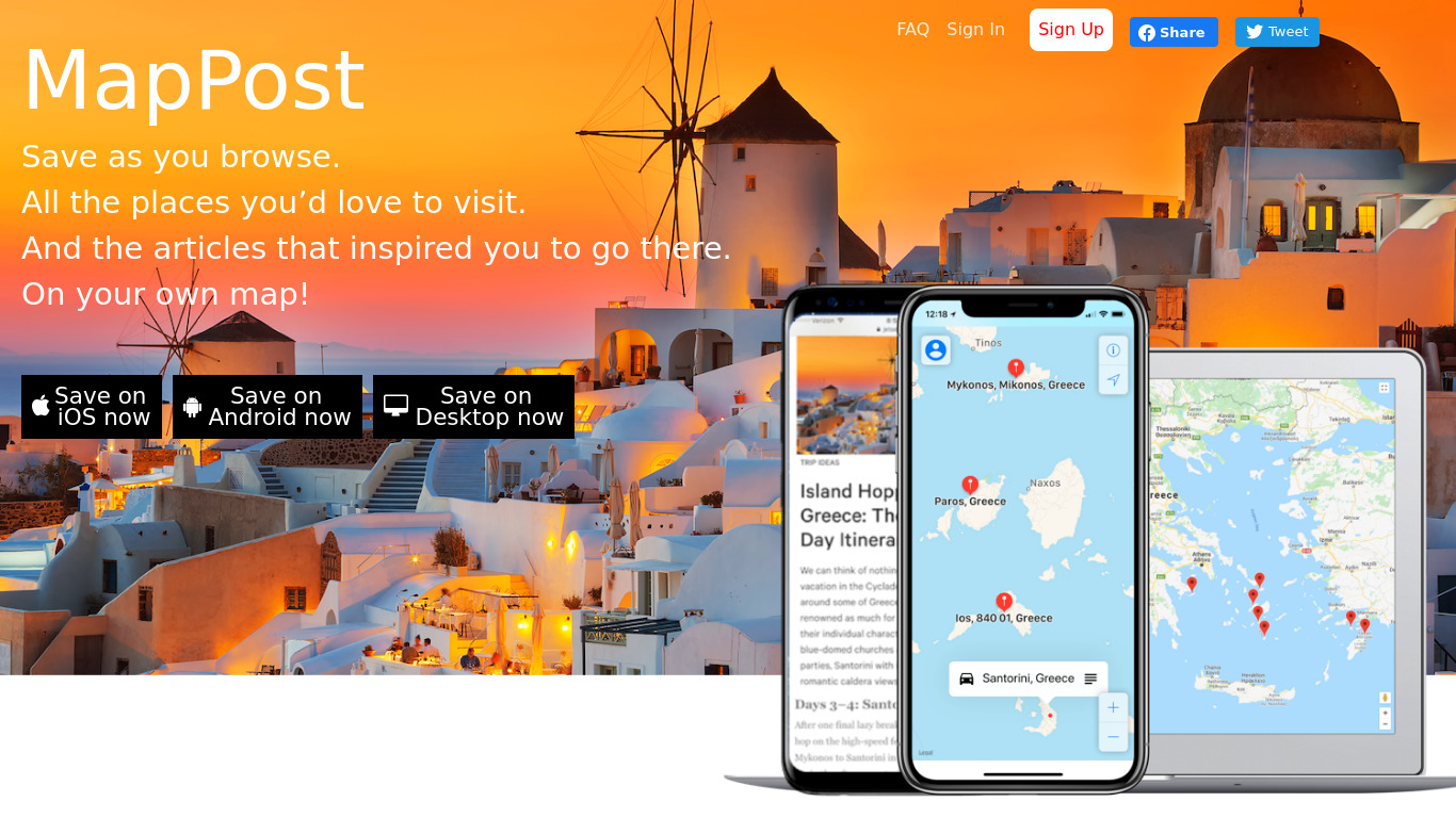 MapPost Landing page