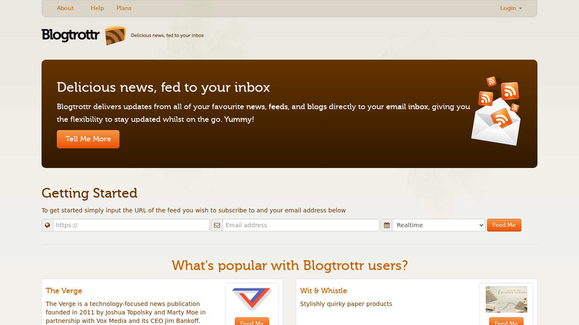 Blogtrottr Landing Page