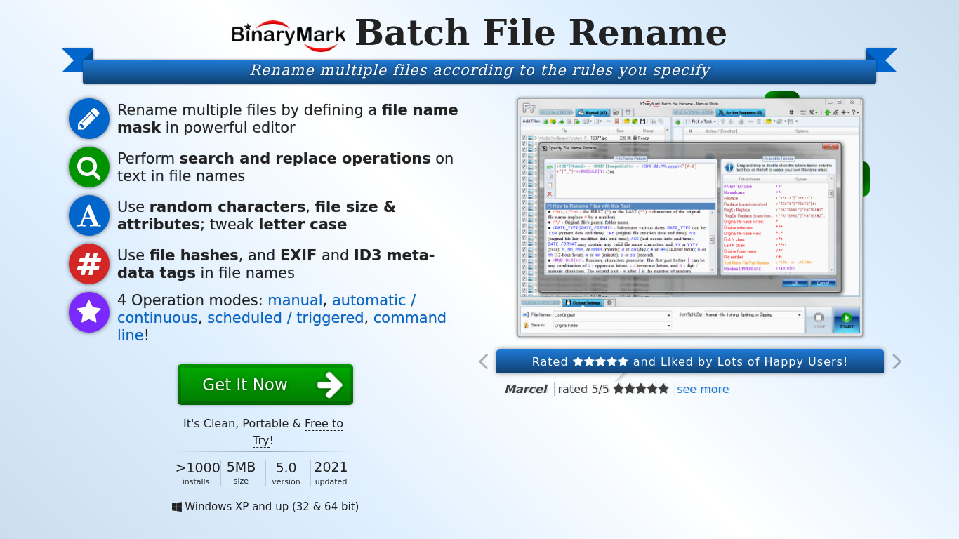 Batch File Renamer Landing page