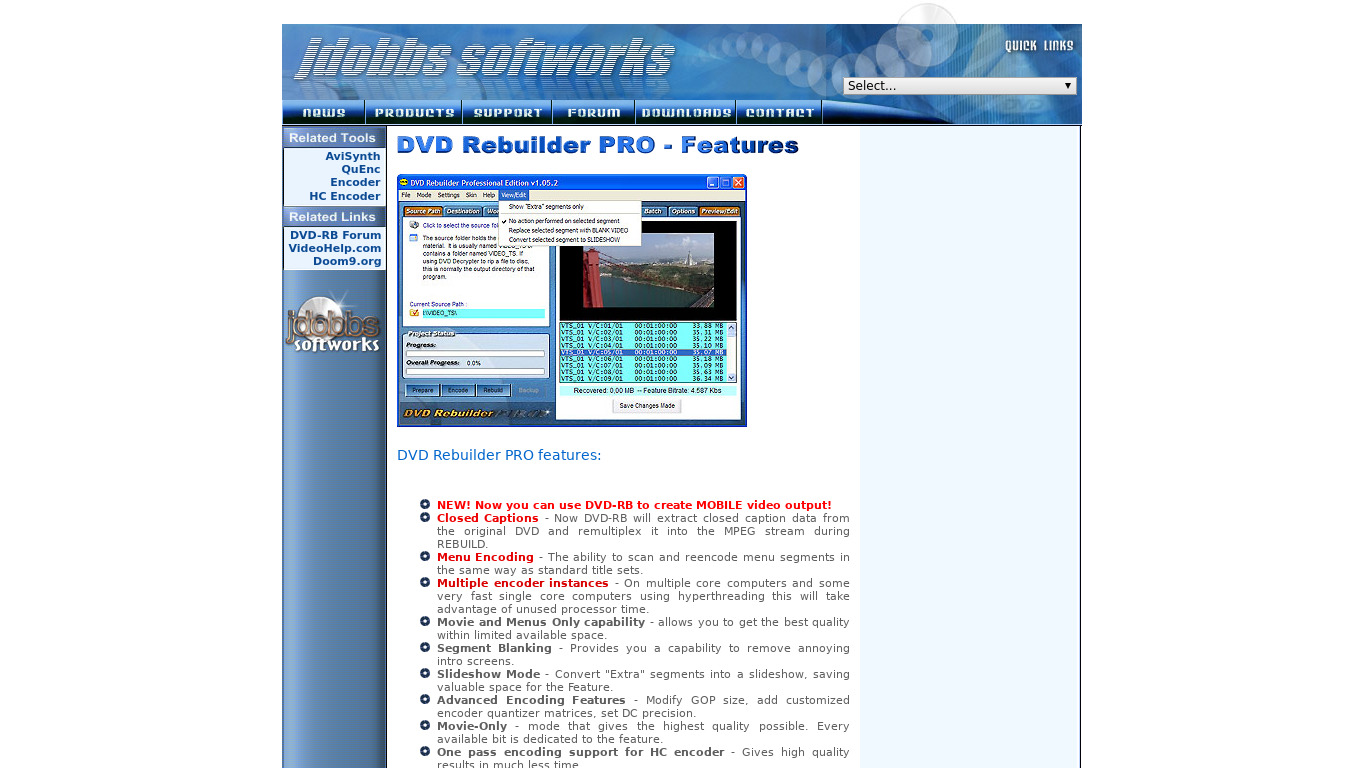 DVD Rebuilder Landing page
