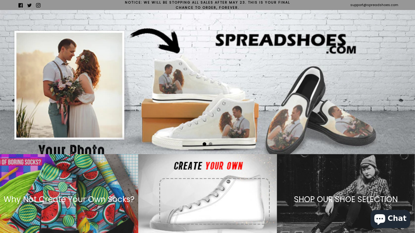 Spread Shoes Landing page