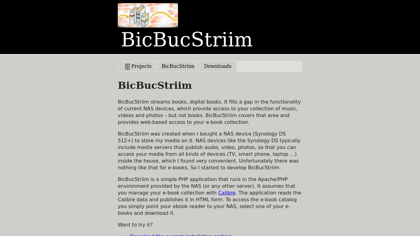 BicBucStriim Landing page