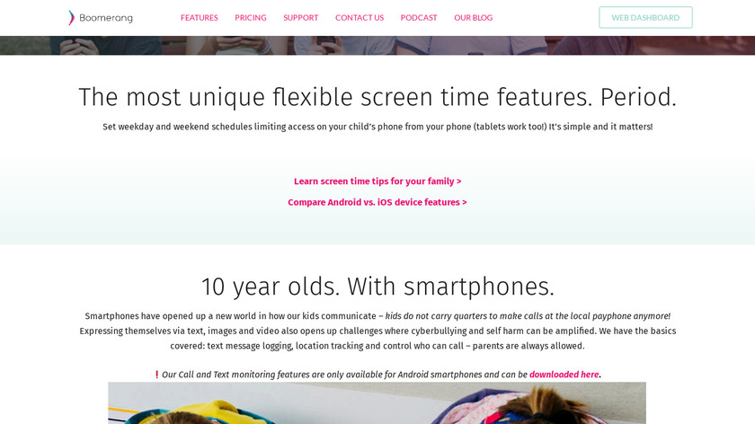 Boomerang Parental Control Landing Page