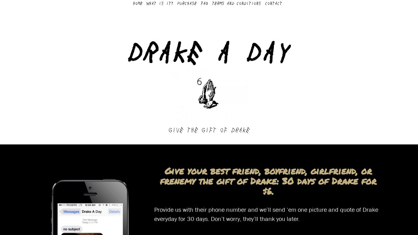 Drake A Day Landing page