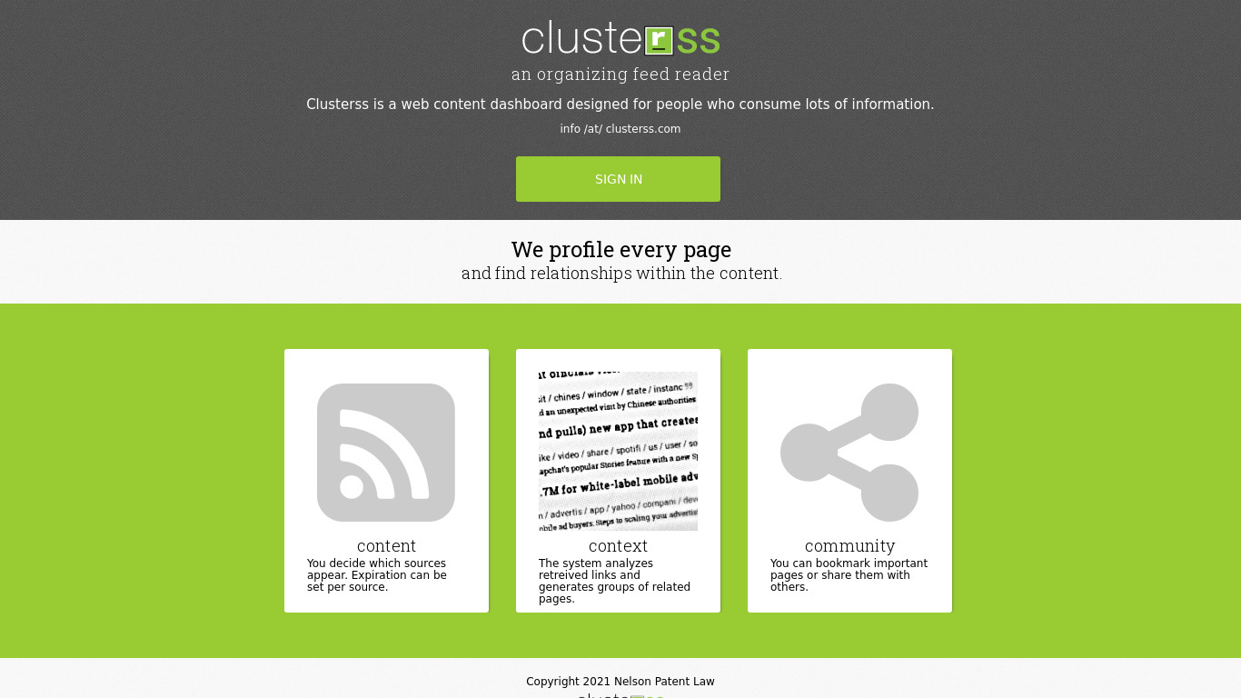 clusterss Landing page