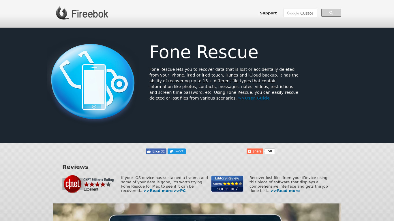 Fone Rescue Landing page