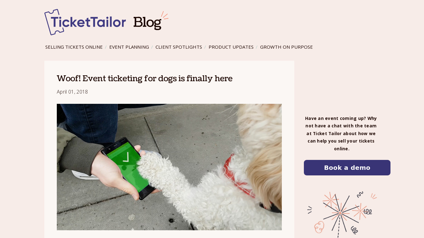 Event Ticketing for dogs 🐶🐾 Landing page
