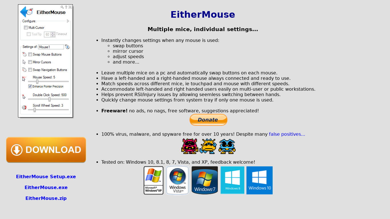 EitherMouse Landing page