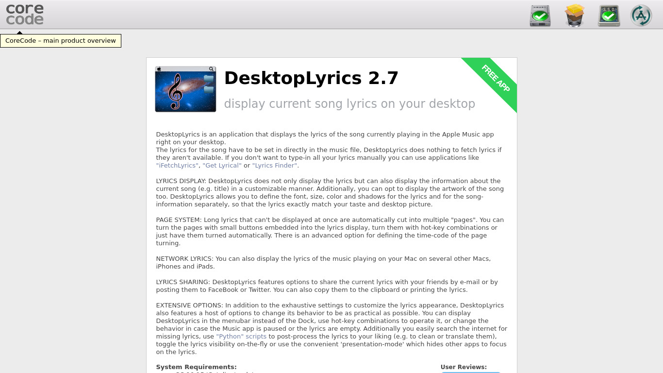 DesktopLyrics Landing page