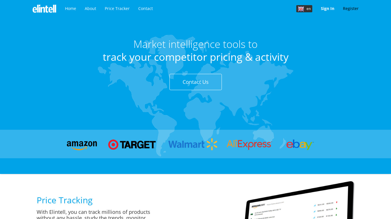 Elintell Landing page