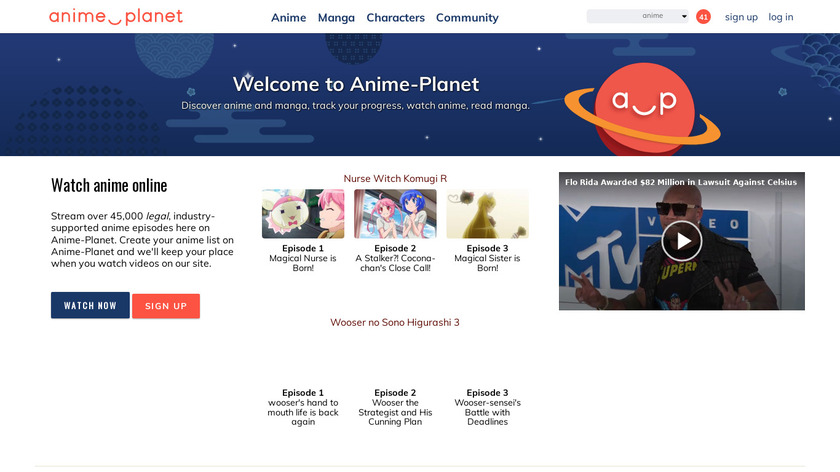 Anime-Planet Landing Page