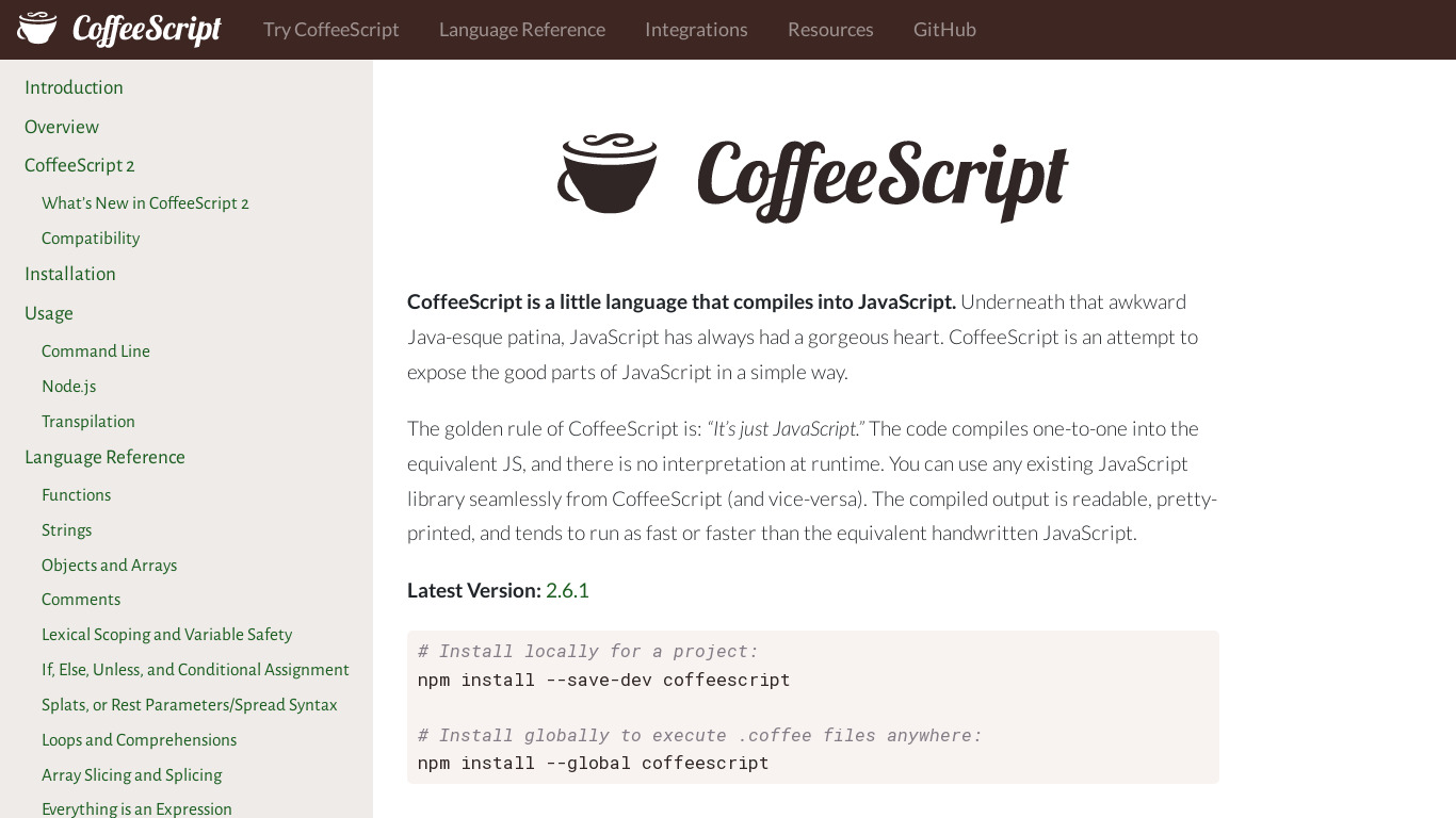 CoffeeScript Landing page