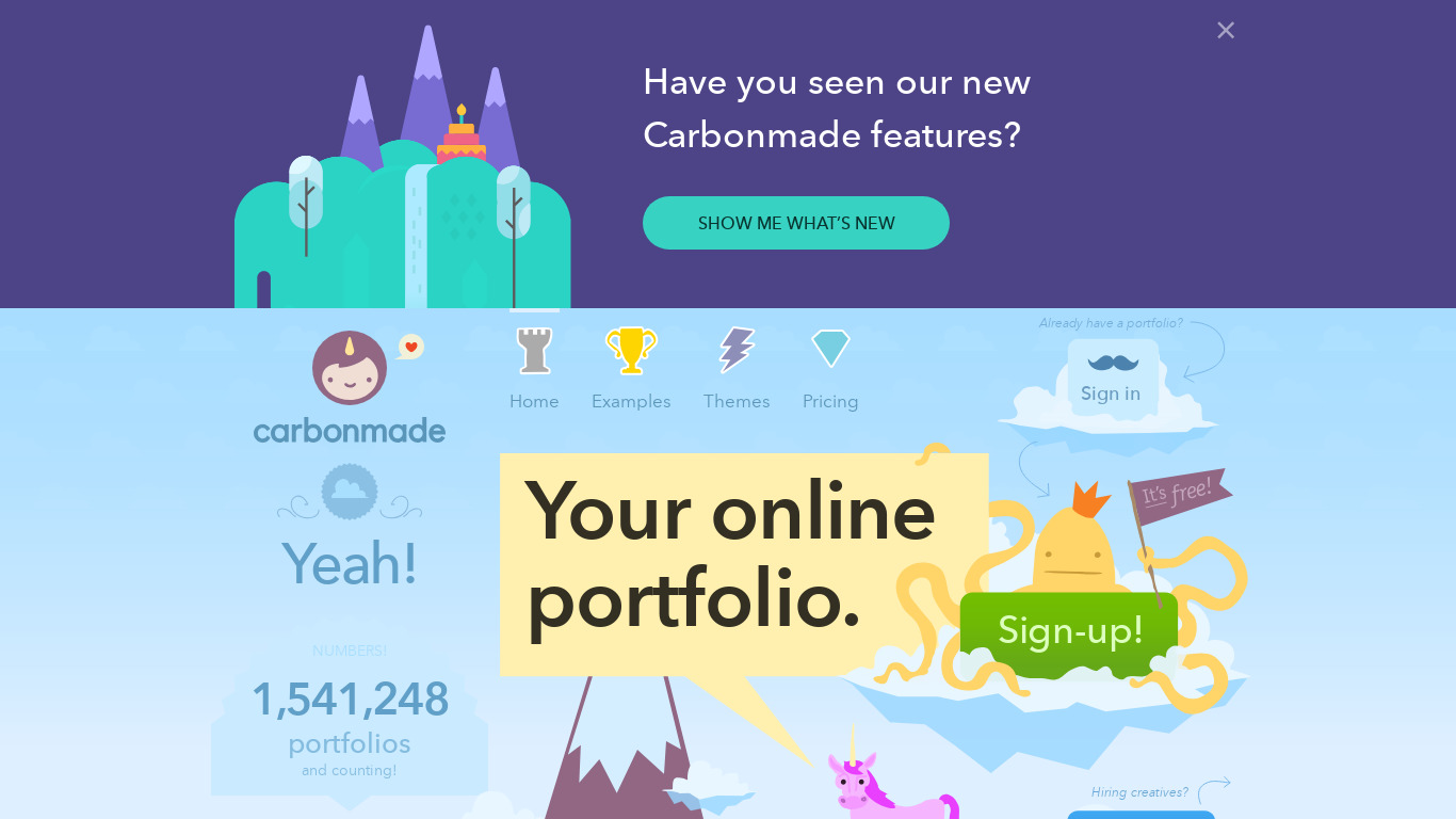 Carbonmade Landing page