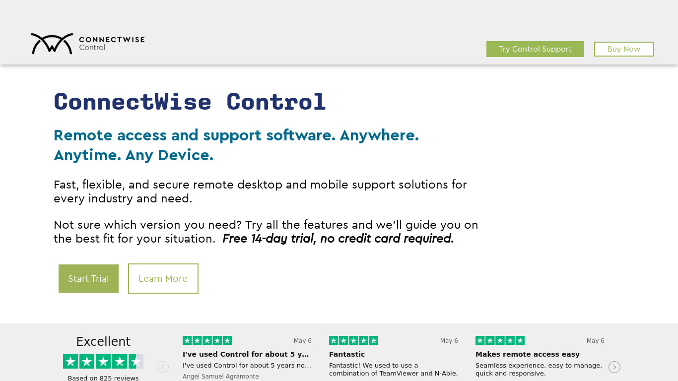 ConnectWise Control Landing page