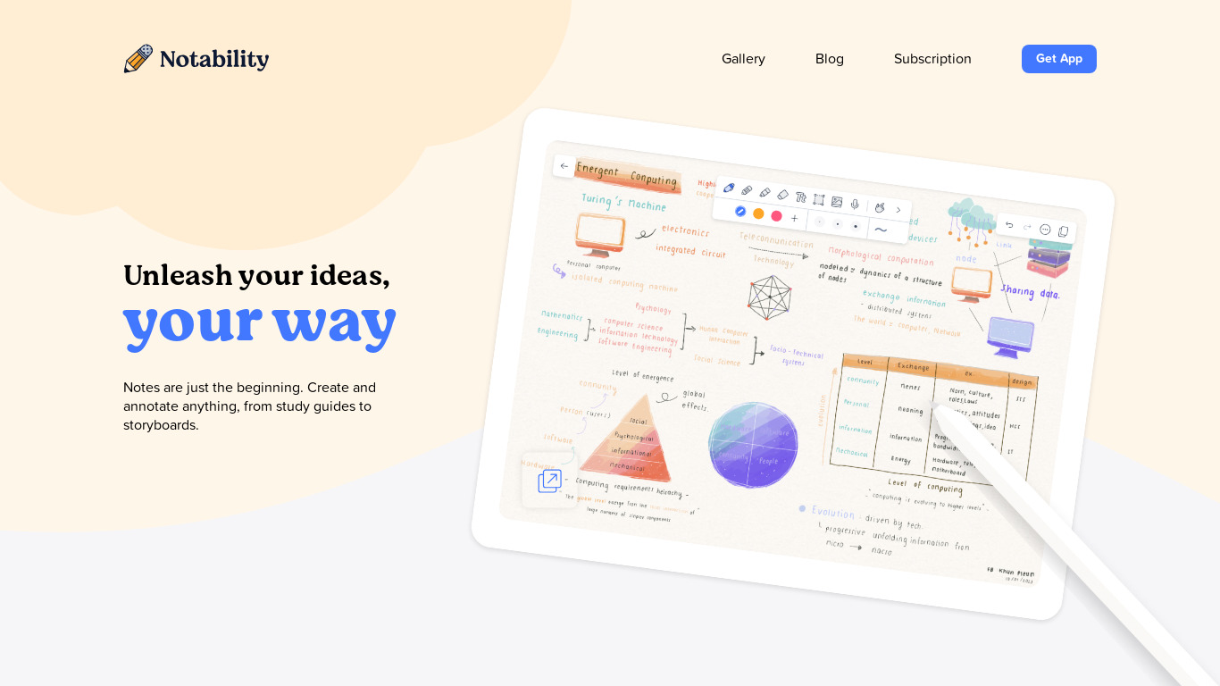 Notability Landing page