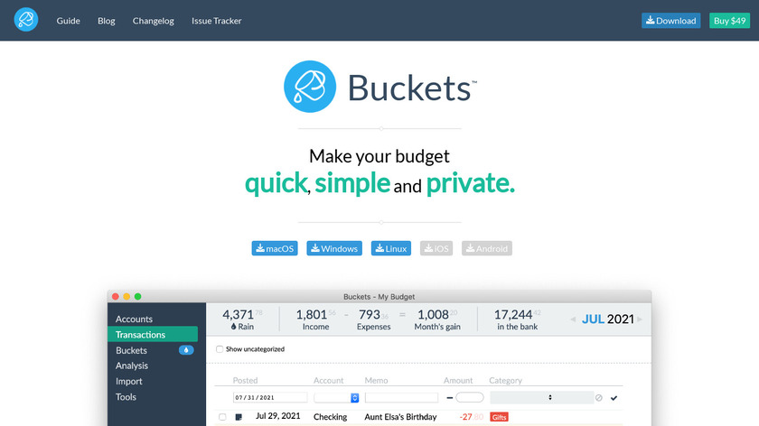 Buckets Budgeting Landing Page