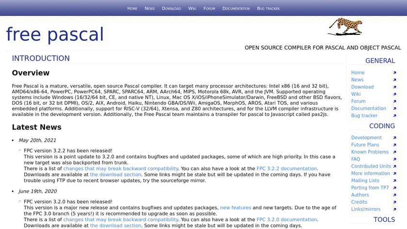 Free Pascal Landing Page