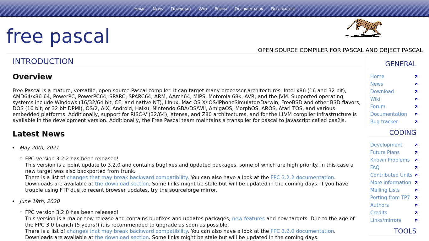Free Pascal Landing page