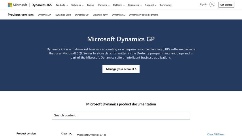 Microsoft Dynamics GP Landing Page