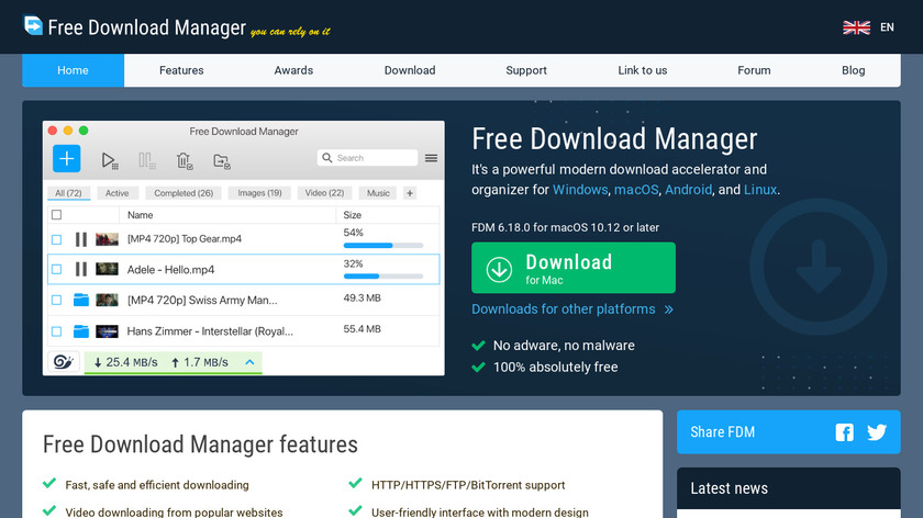 Free Download Manager Landing Page