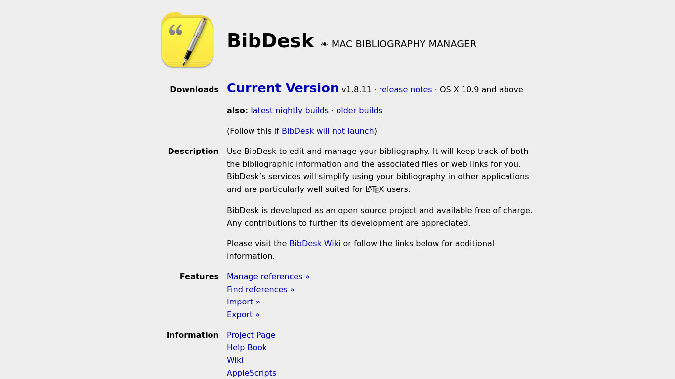 BibDesk Landing page
