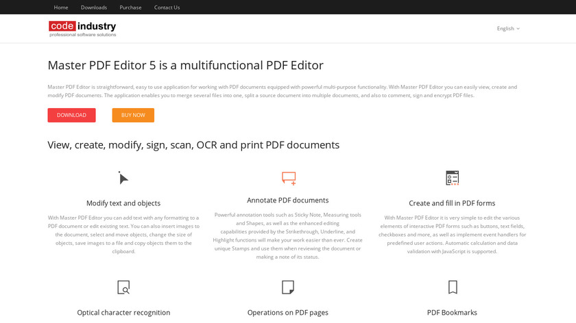 Master PDF Editor Landing Page
