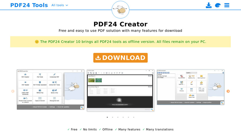 PDF24 PDF Creator Landing Page