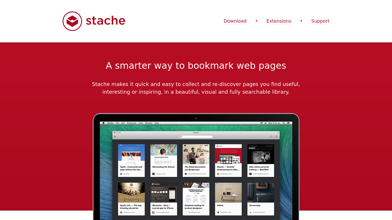 Stache Landing page