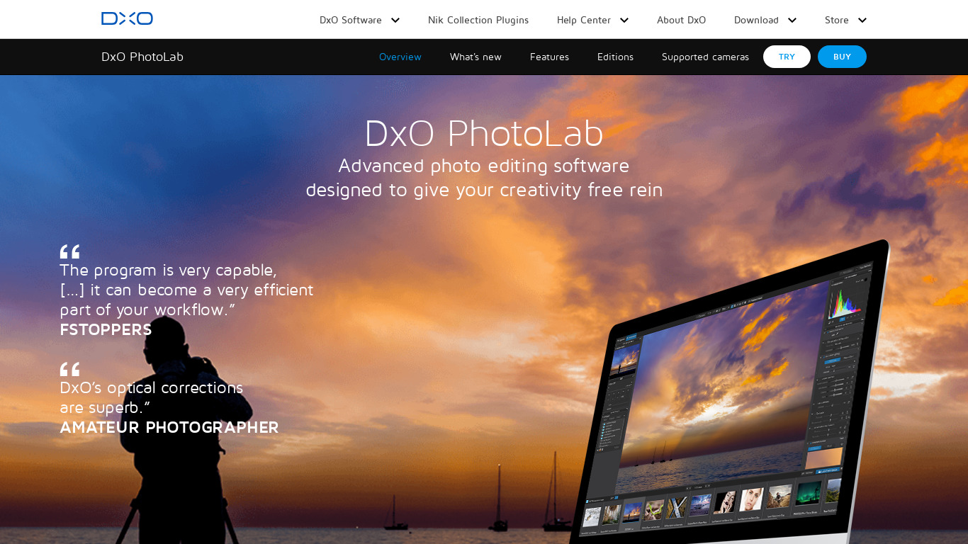 DxO OpticsPro Landing page