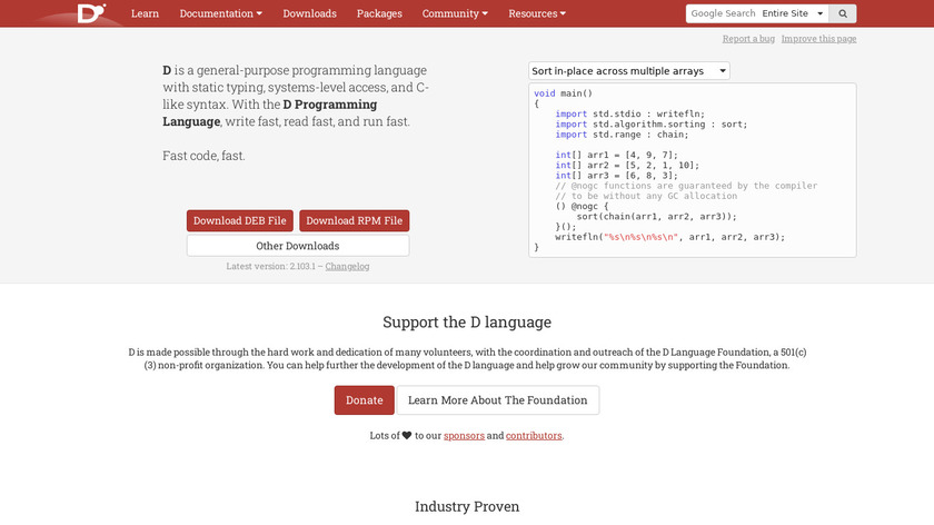 D (Programming Language) Landing Page