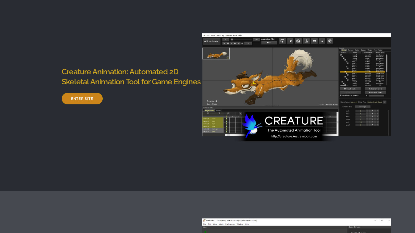 Creature Landing page
